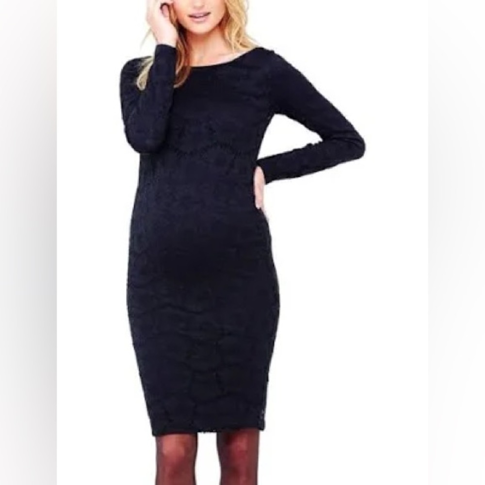 Isabel Maternity by Ingrid and Isabel Black Lace Midi Dress Size L